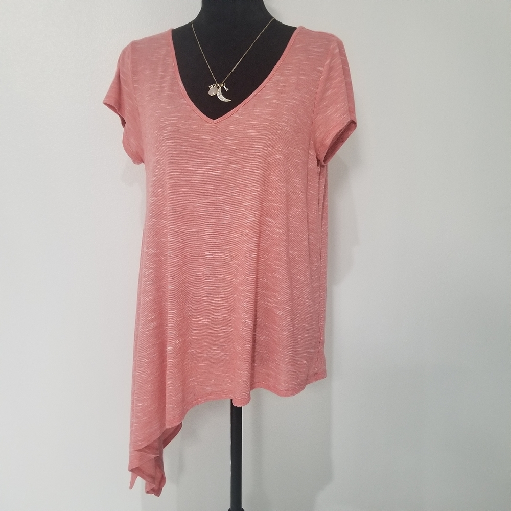 Knox Rose V-neck Short Sleeve Marled Blouse, L